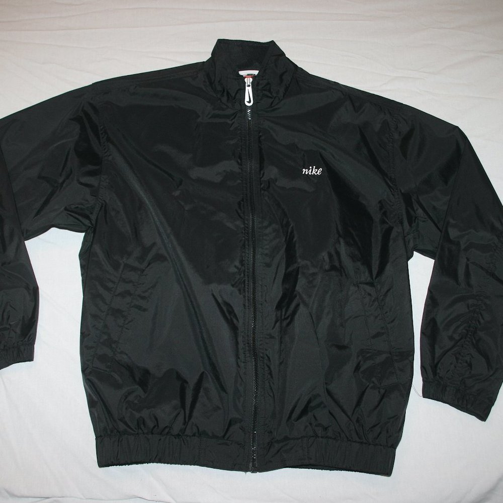 Nike Track Suit Nylon Wind Rain Jacket Pant Women M Black NEW